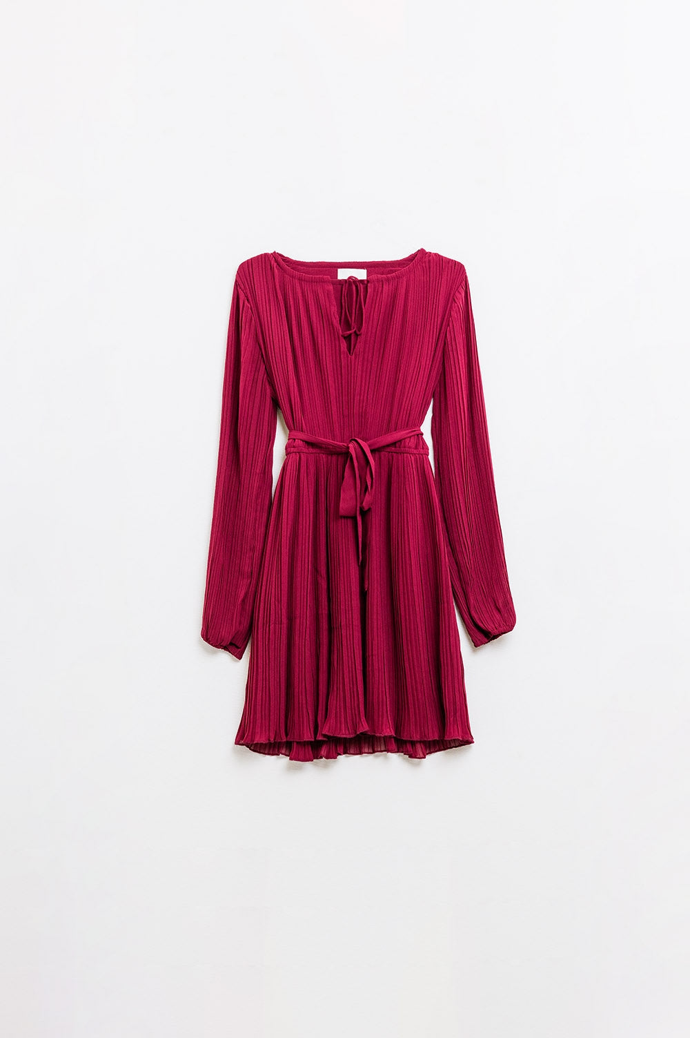 pleated chiffon dress in burgundy Q2 Dresses BoutiqueLua