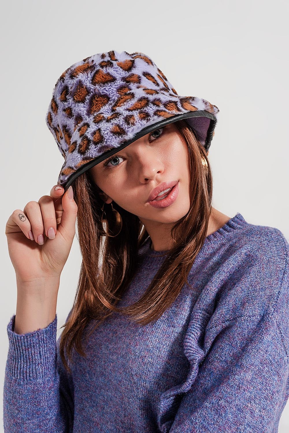 Purple bucket hat in animal print Q2 Hats BoutiqueLua