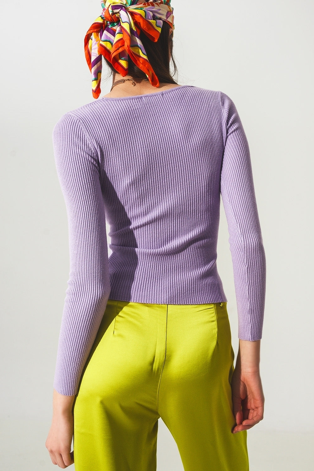 Purple ribbed v neck sweater Q2 Sweaters BoutiqueLua