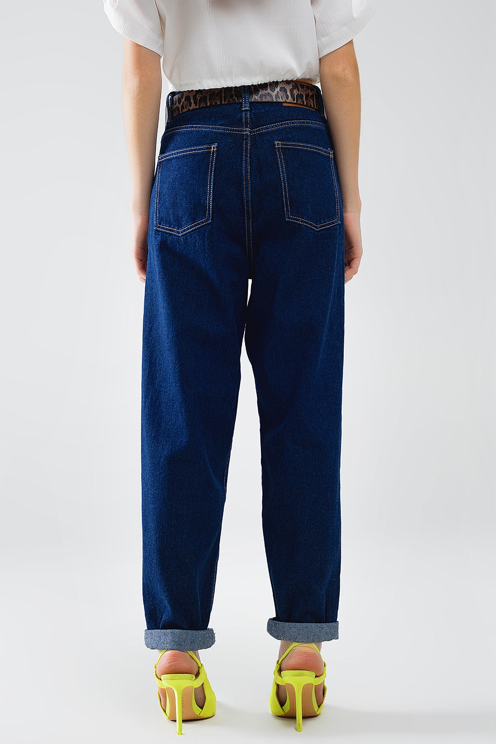 Raw Blue Mom Jeans With Pleated Detail Q2 Jeans BoutiqueLua