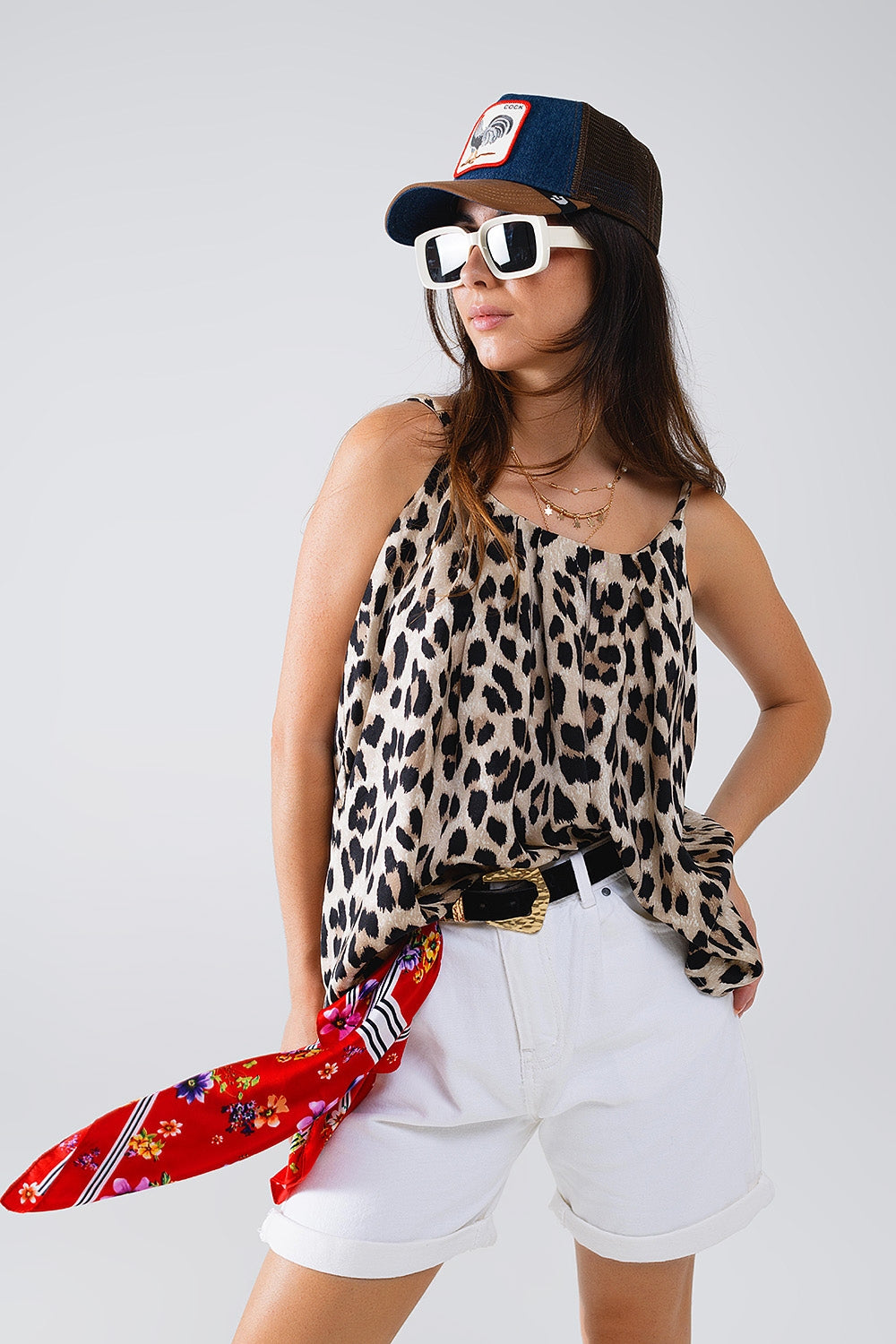 Top Cami Relaxed com estampa de leopardo