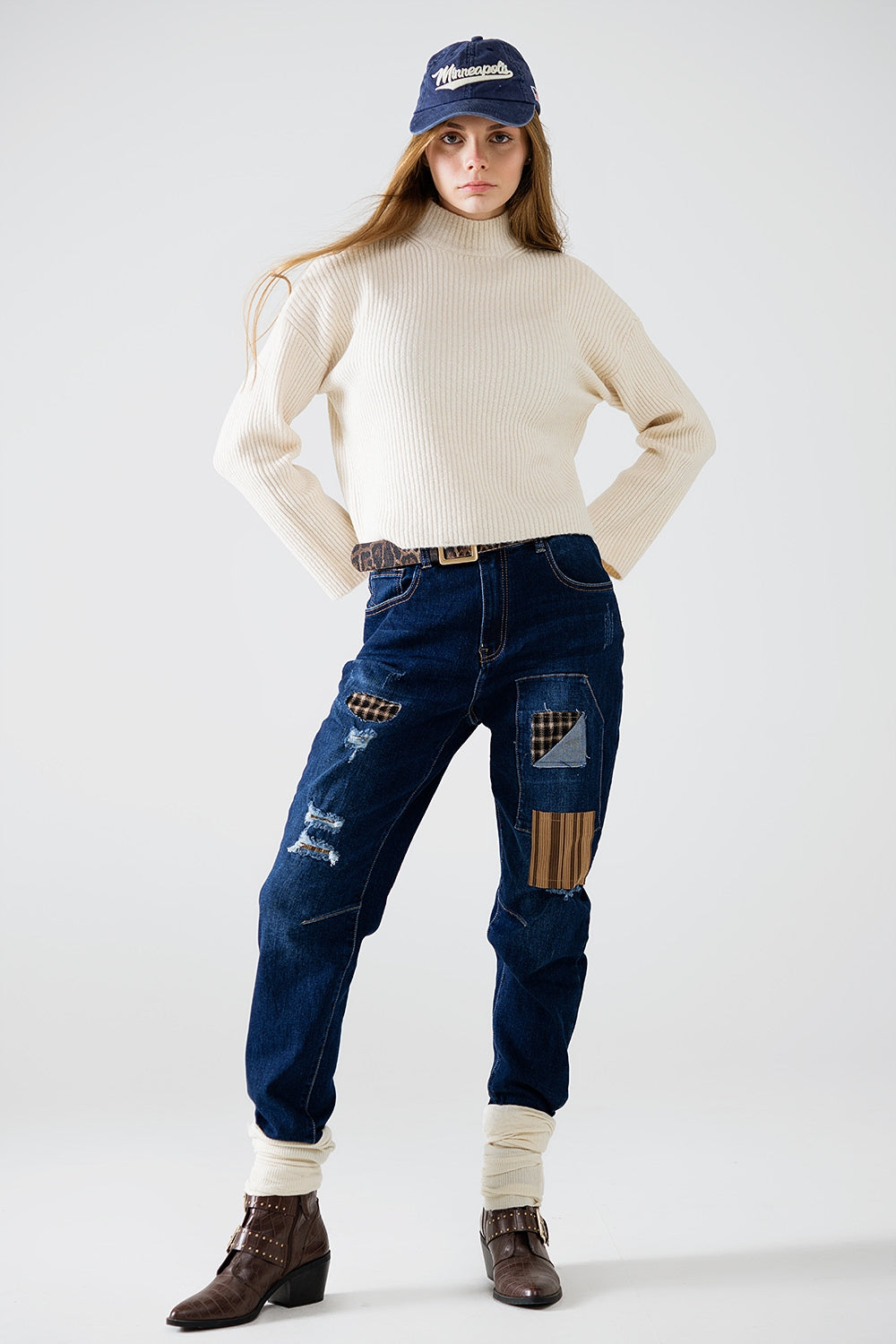 relaxed denim with patches