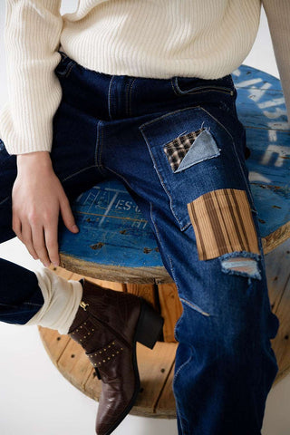 relaxed denim with patches