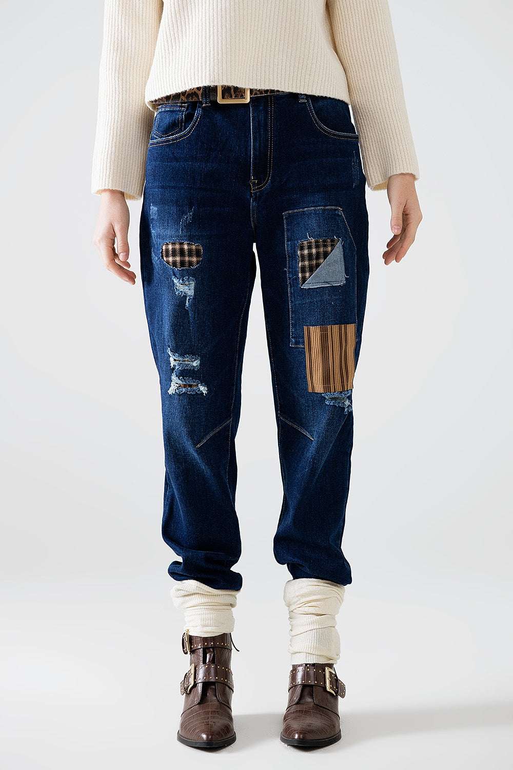 relaxed denim with patches