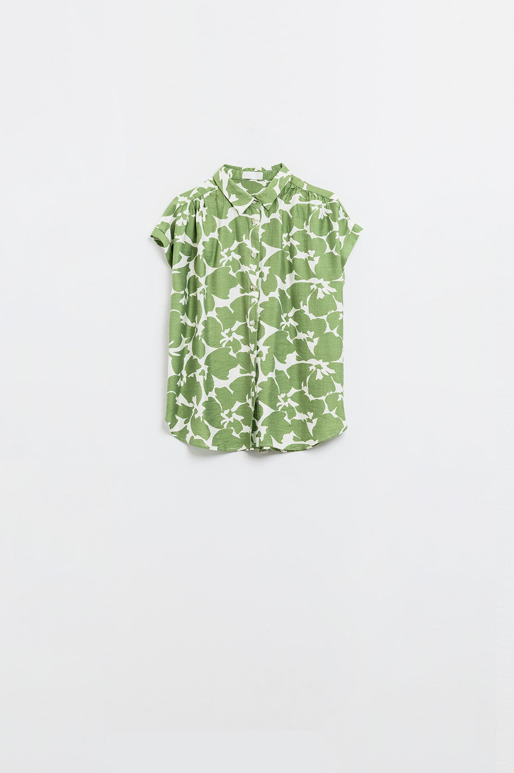 Relaxed Floral Print Shirt In Green Q2 Shirts BoutiqueLua