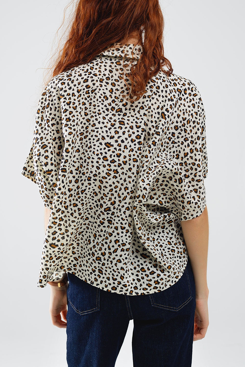 Relaxed Oversized Leopard Print Short Sleeves Shirt Q2 Shirts BoutiqueLua