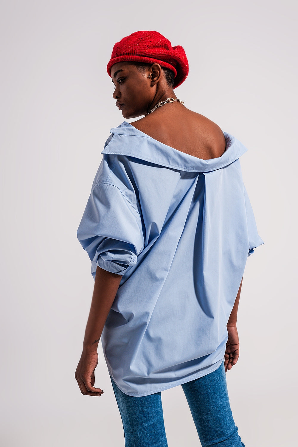 Relaxed poplin shirt in blue Q2 Shirts BoutiqueLua