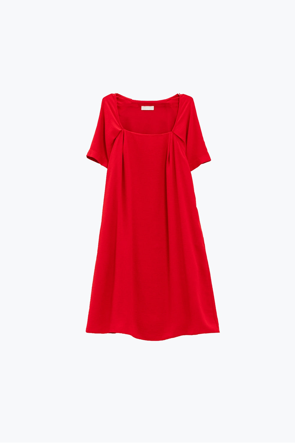 Vestido curto relaxado com decote quadrado e mangas curtas em vermelho