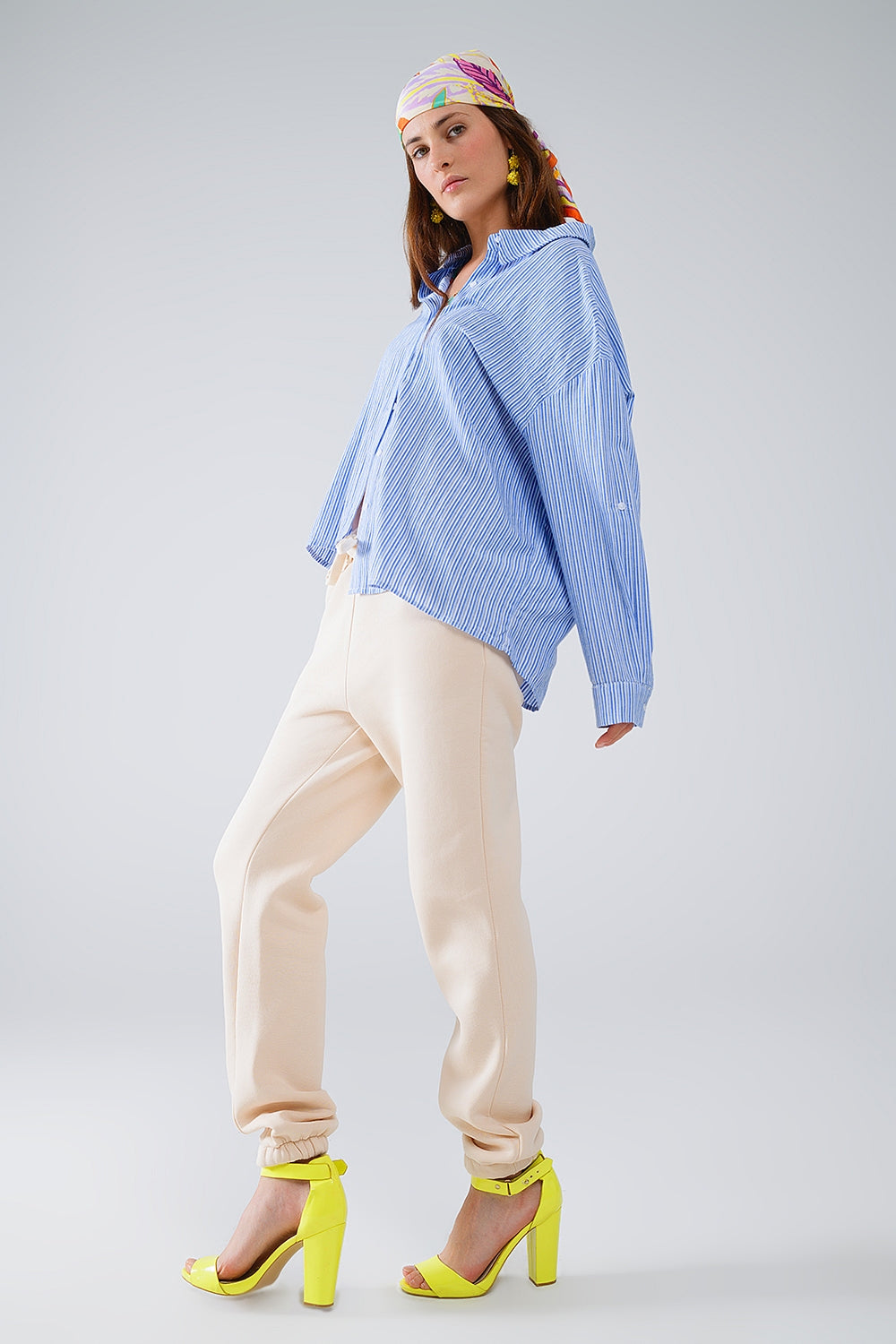 Relaxed Thin Stripe Shirt in Blue Q2 Shirts BoutiqueLua