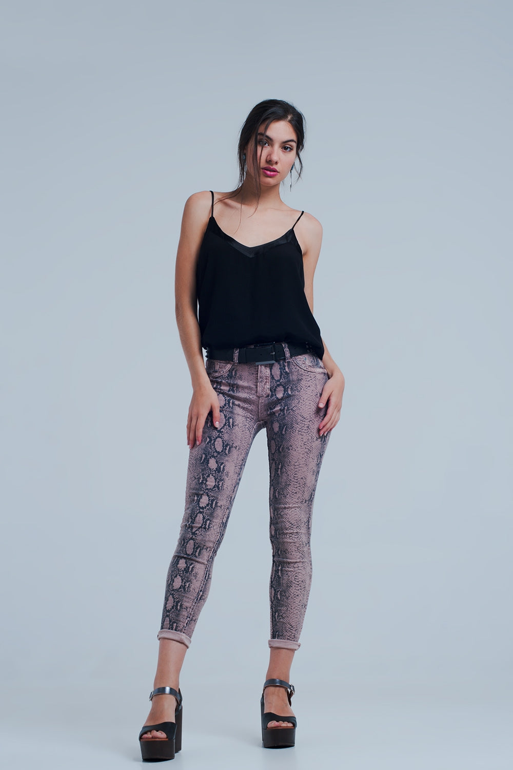 Reversible animal print pink jeans Q2 Jeans BoutiqueLua