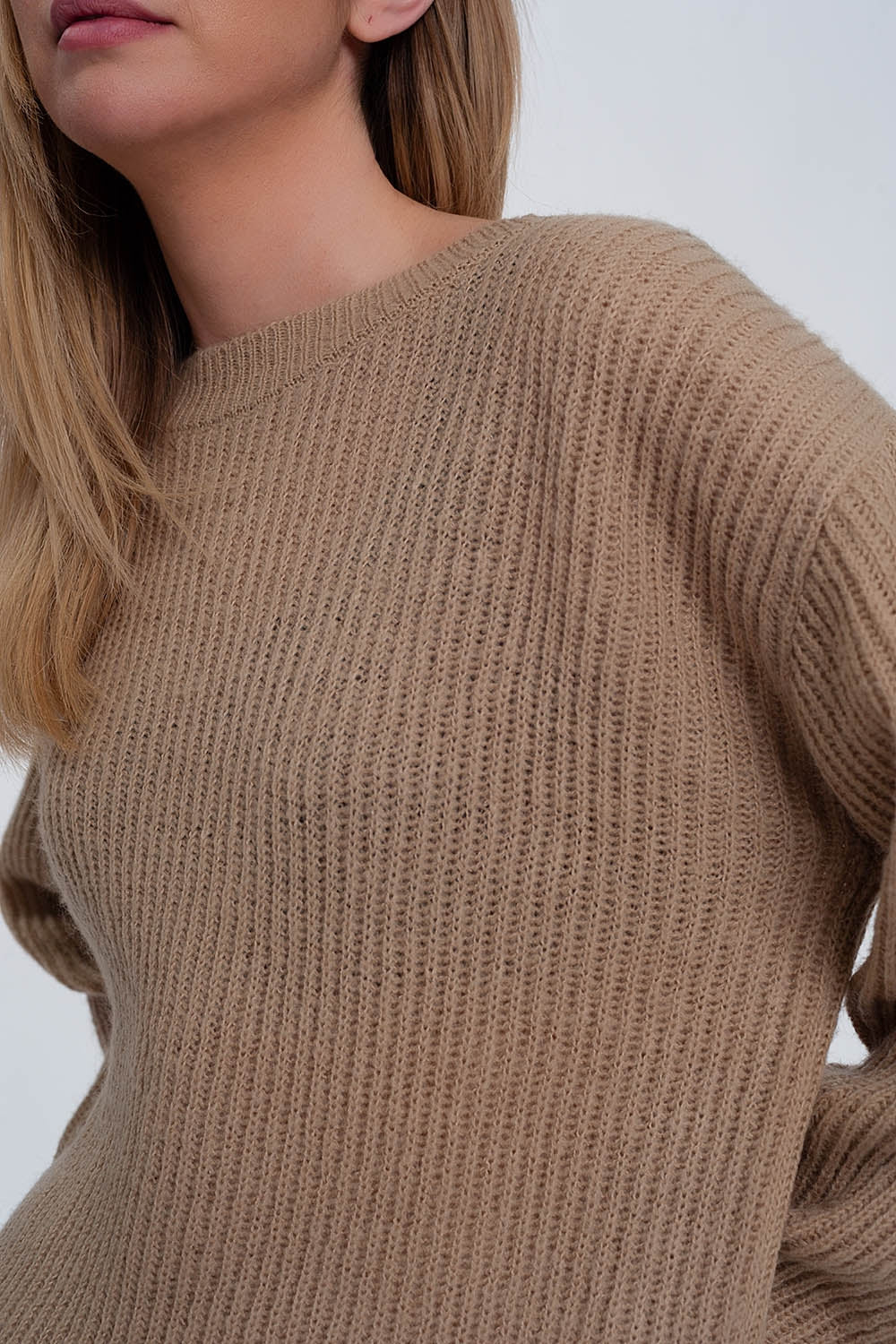 Ribbed jumper in light beige Q2 Sweaters BoutiqueLua