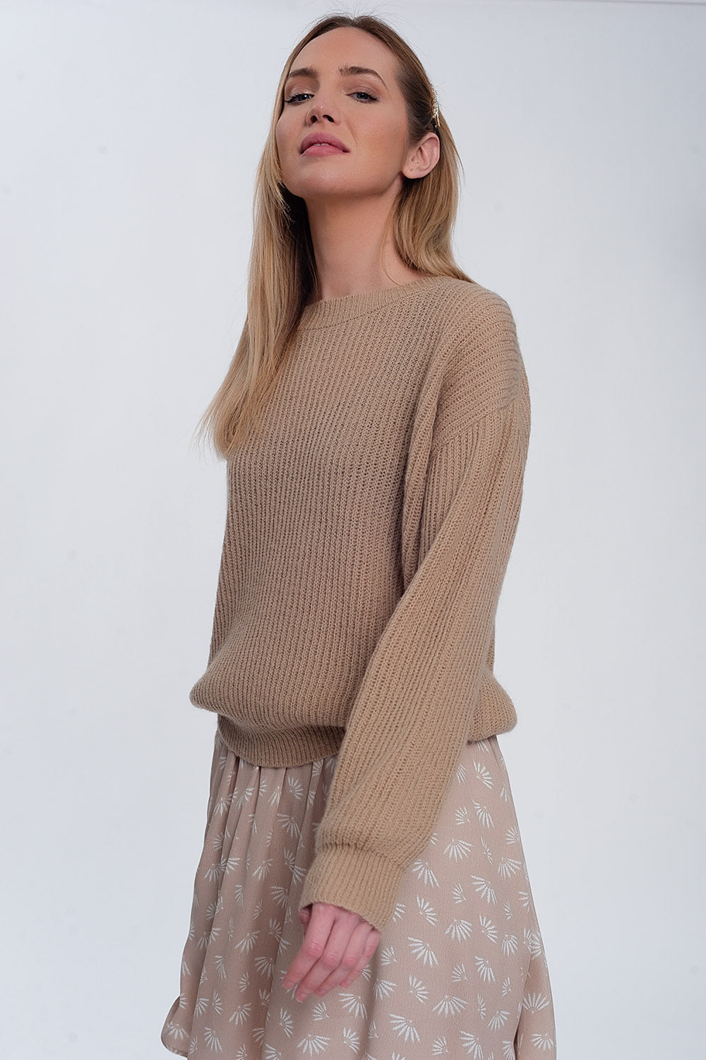 Ribbed jumper in light beige Q2 Sweaters BoutiqueLua