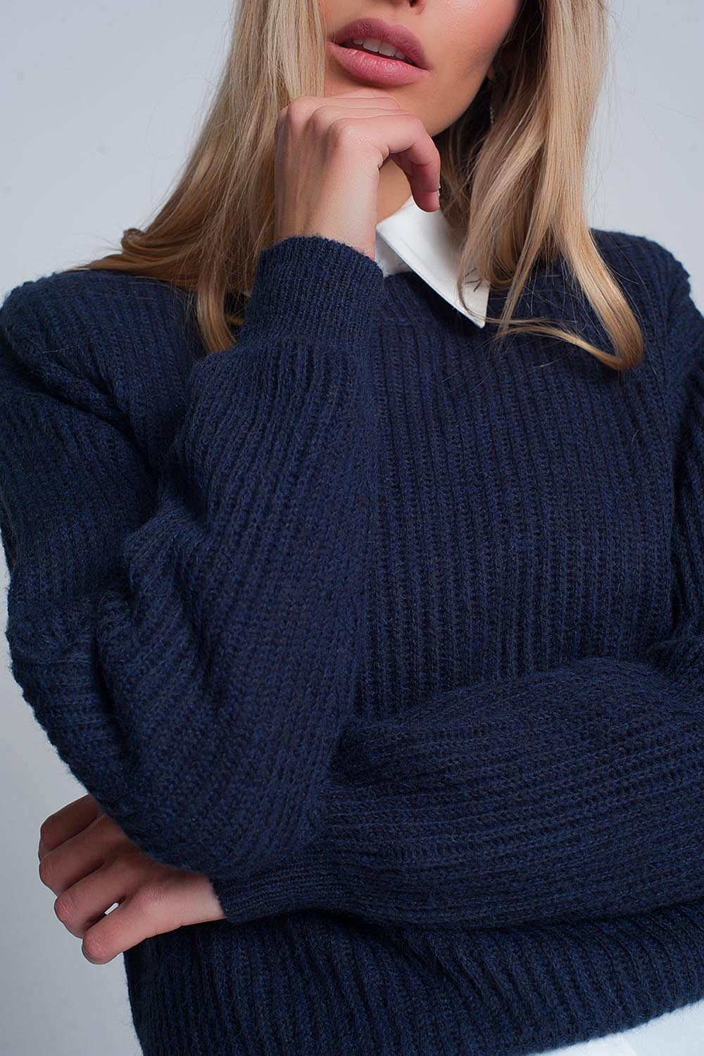 Ribbed jumper in Navy Q2 Sweaters BoutiqueLua