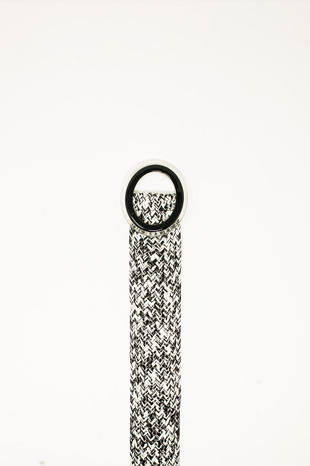 Round Buckle Braided Belt in Black and White Q2 Accessories BoutiqueLua