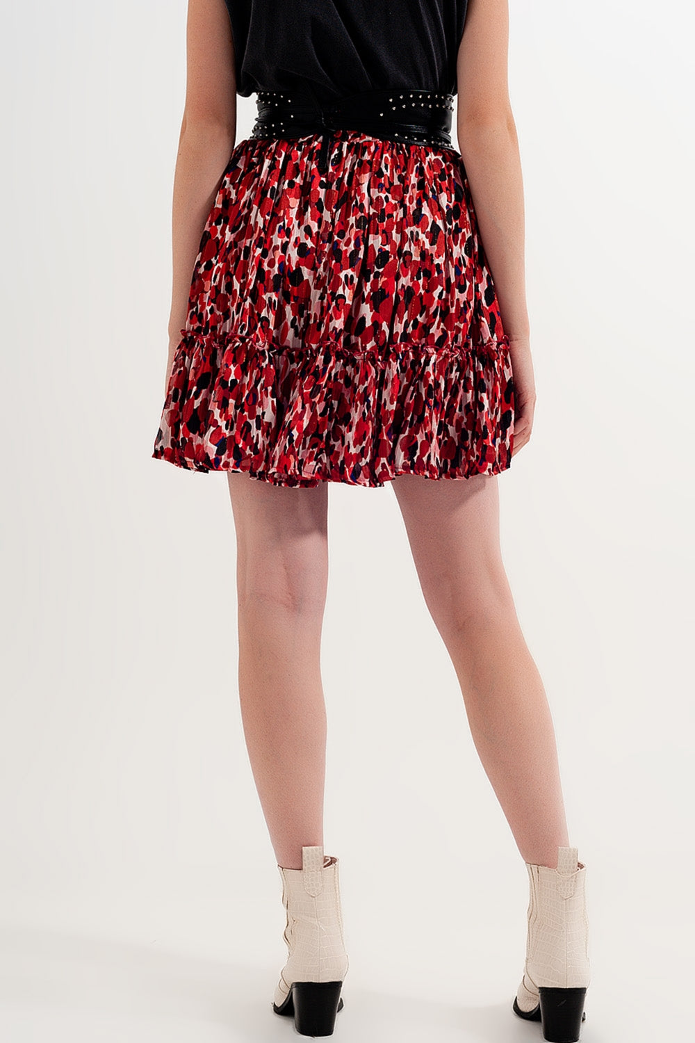 Ruffle mini skirt in animal print Q2 Skirts BoutiqueLua