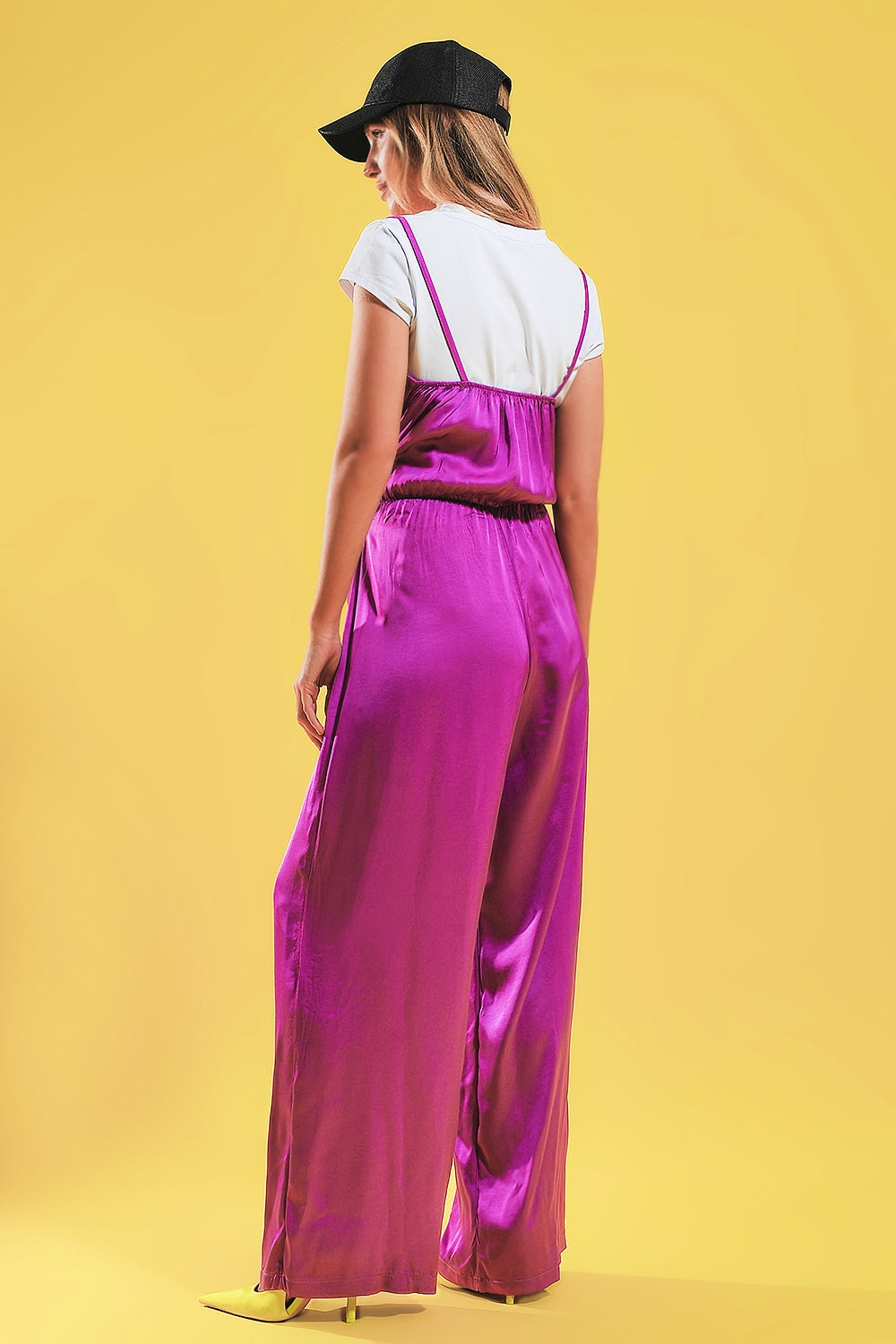 Satin cami strap jumpsuit in fuchsia Q2 Dresses BoutiqueLua