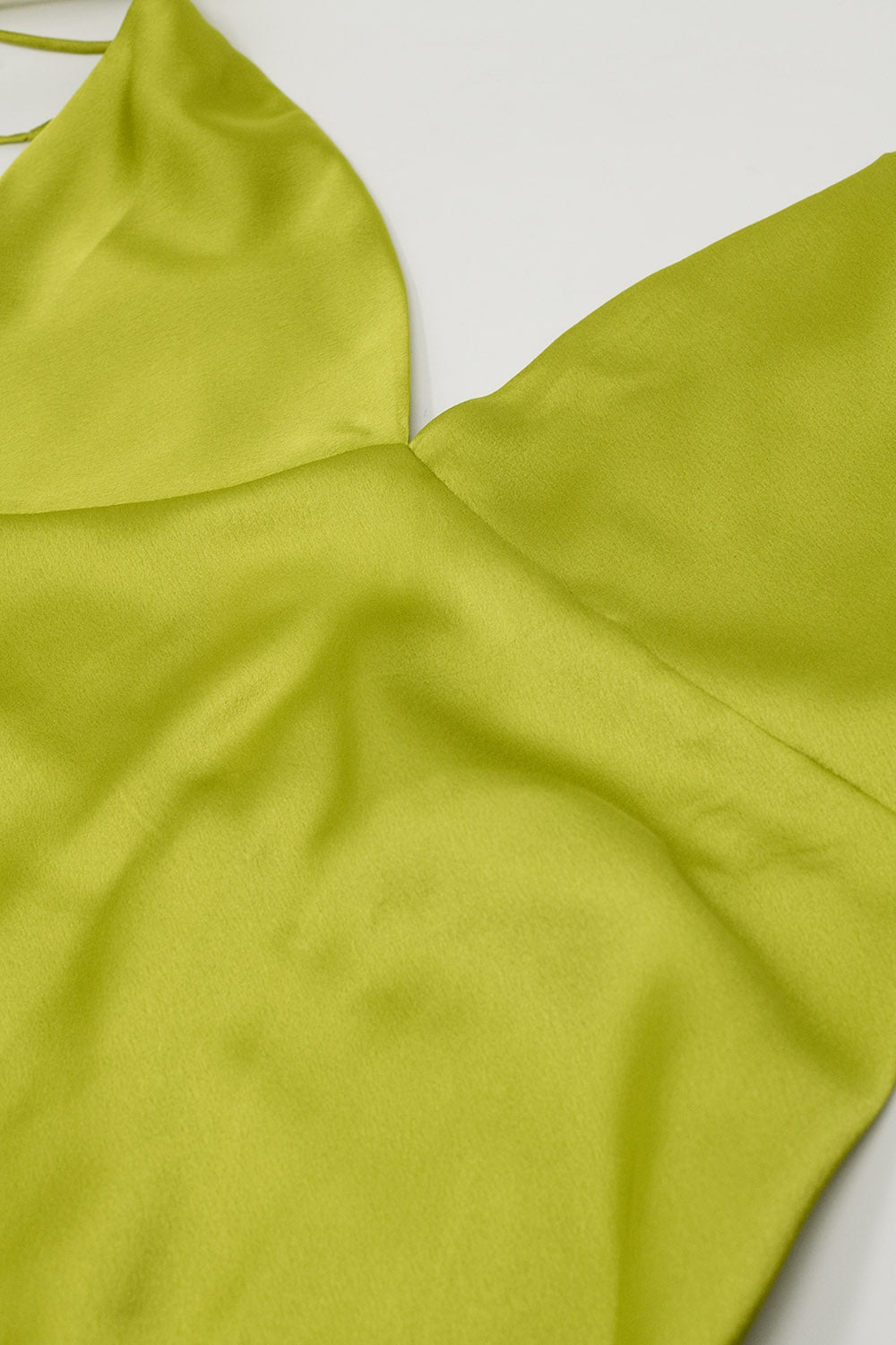 Satin Maxi Dress With Spaghetti Straps in Lime Green Q2 Dresses BoutiqueLua