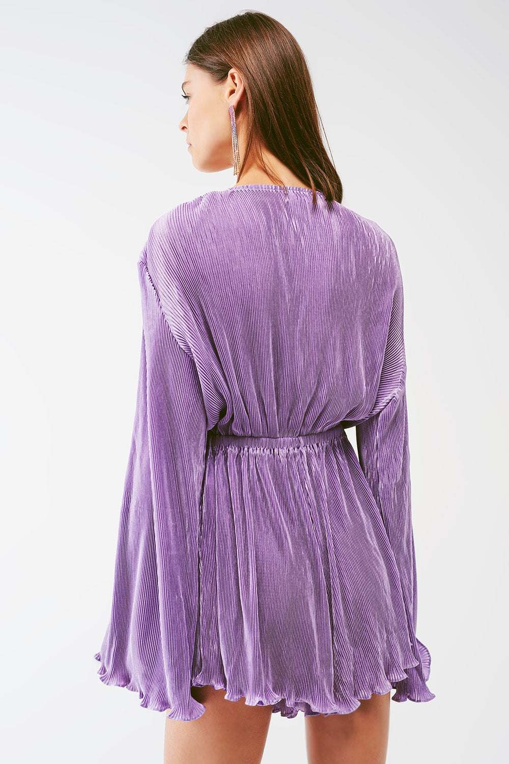 Satin Wrap Deatil Pleated romper in lilac Q2 Dresses BoutiqueLua