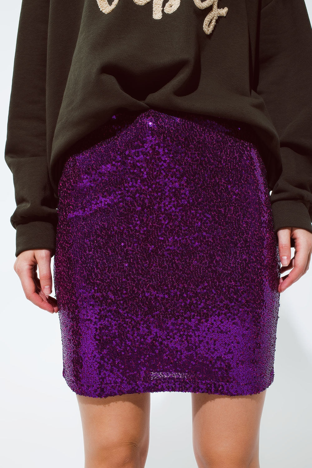 Sequin mini skirt in purple color Q2 Skirts BoutiqueLua