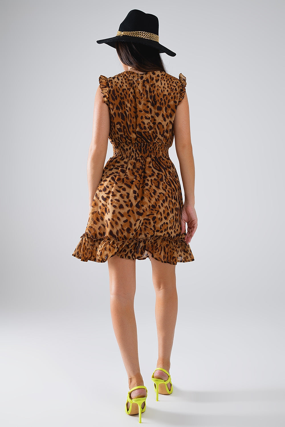 Short Leopard Print Dress With Cinched-In Waist Q2 Dresses BoutiqueLua