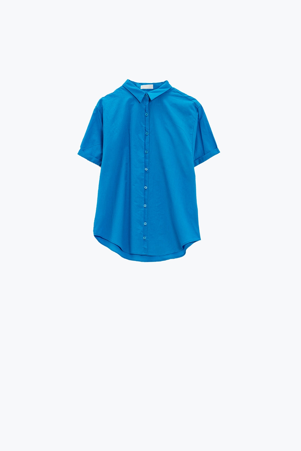 Short Sleeve Relaxed Button Up Shirt in Blue Q2 Shirts BoutiqueLua