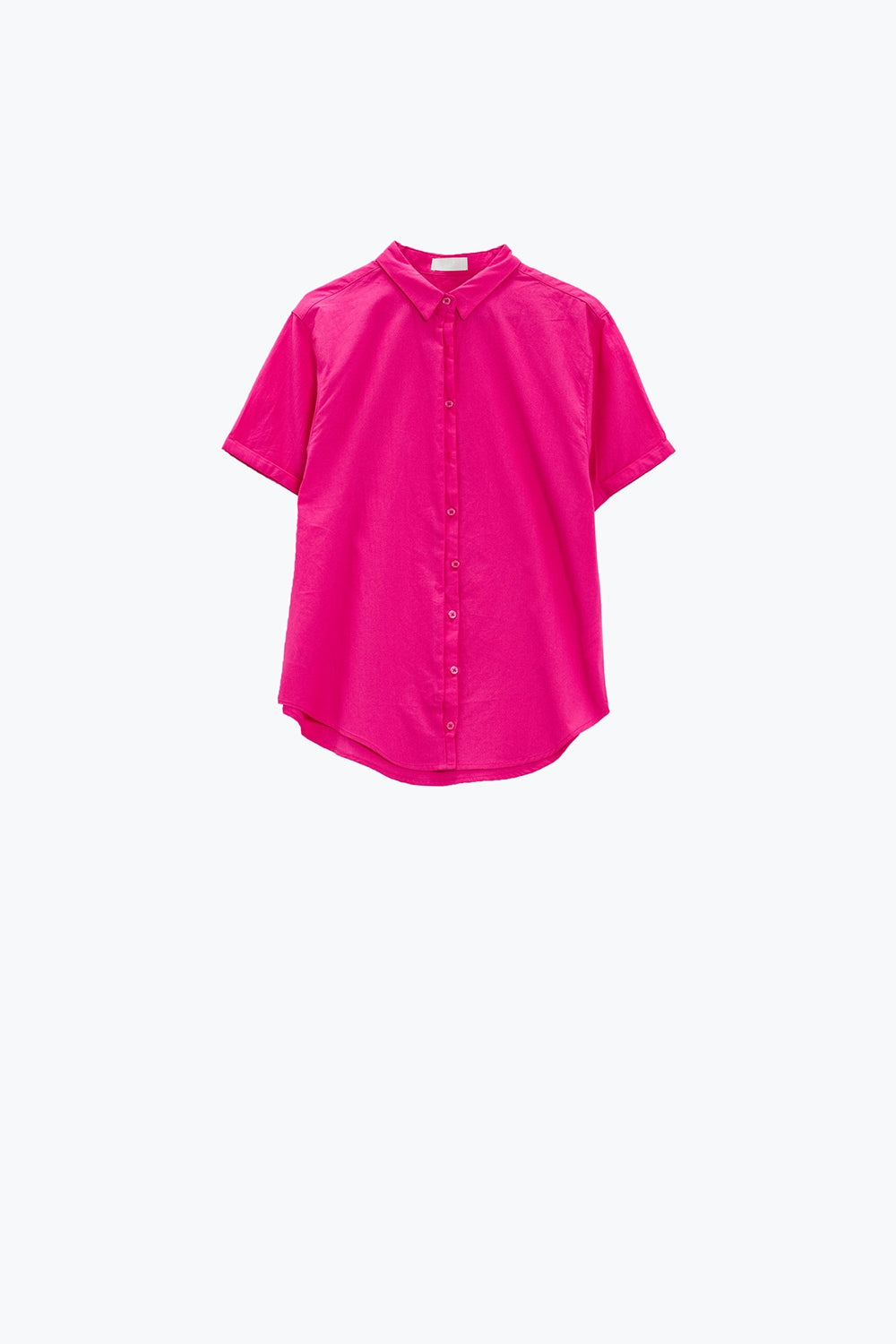 Short Sleeve Relaxed Button Up Shirt in Fuchsia Q2 Shirts BoutiqueLua