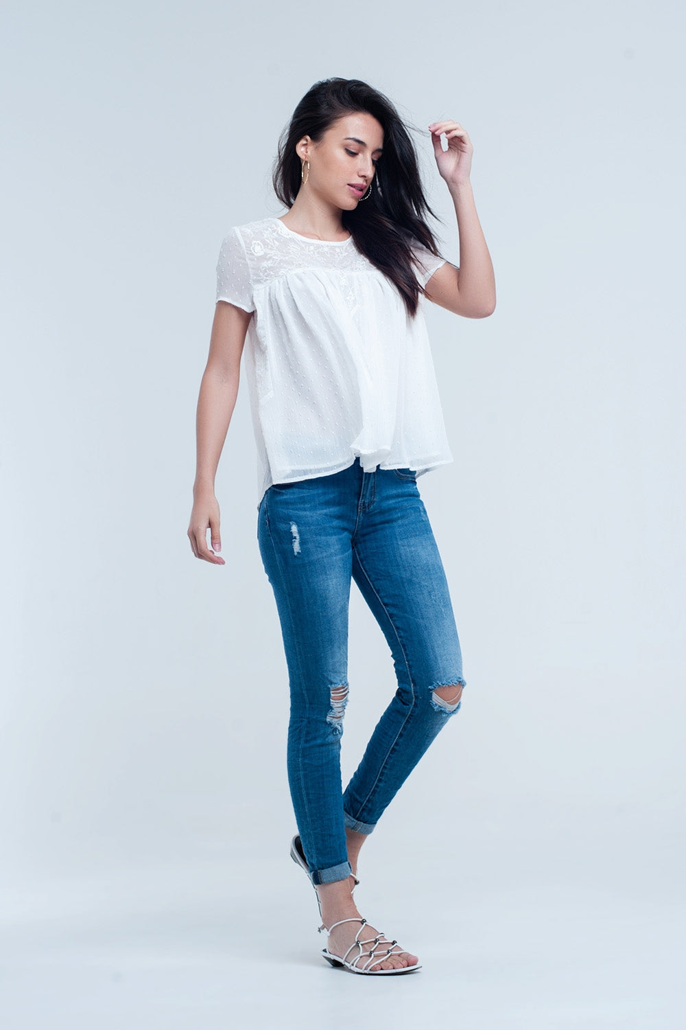 Skinny elastic jeans with rips Q2 Jeans BoutiqueLua