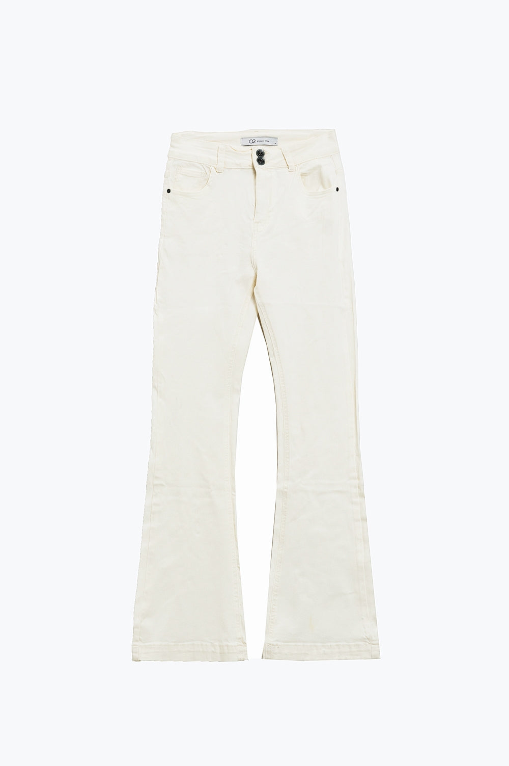 Skinny Flared Jeans With Double Button Detail in White Q2 Jeans BoutiqueLua