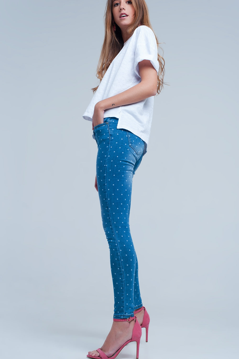 Skinny jeans in polka dot print Q2 Jeans BoutiqueLua