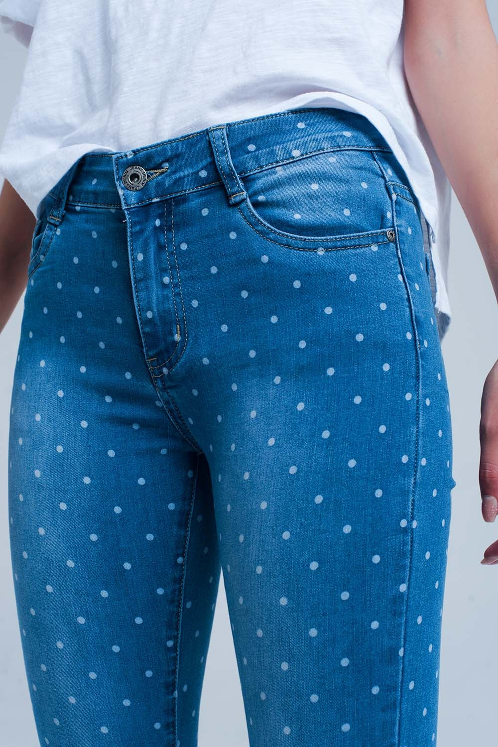 Skinny jeans in polka dot print Q2 Jeans BoutiqueLua