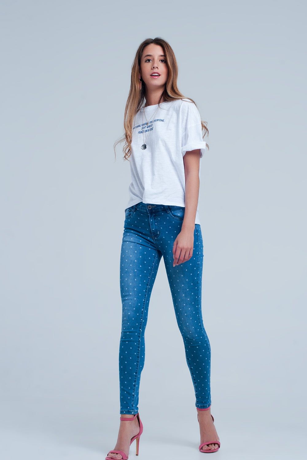 Skinny jeans in polka dot print Q2 Jeans BoutiqueLua