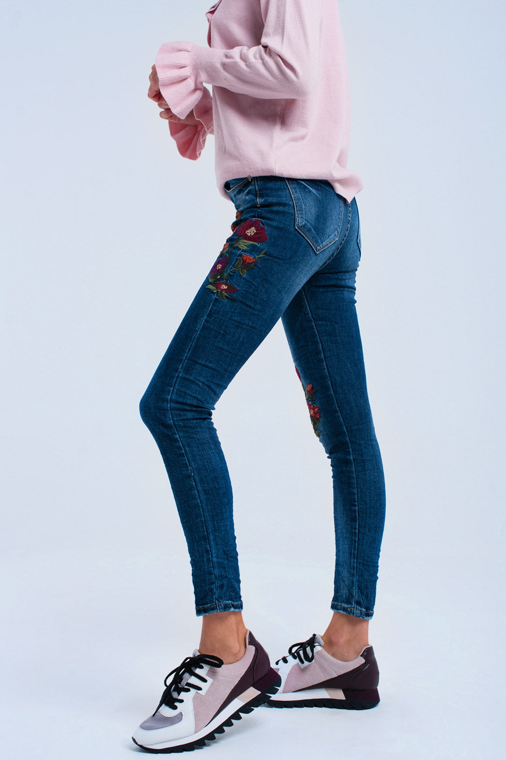 Skinny jeans with flowers Q2 Jeans BoutiqueLua