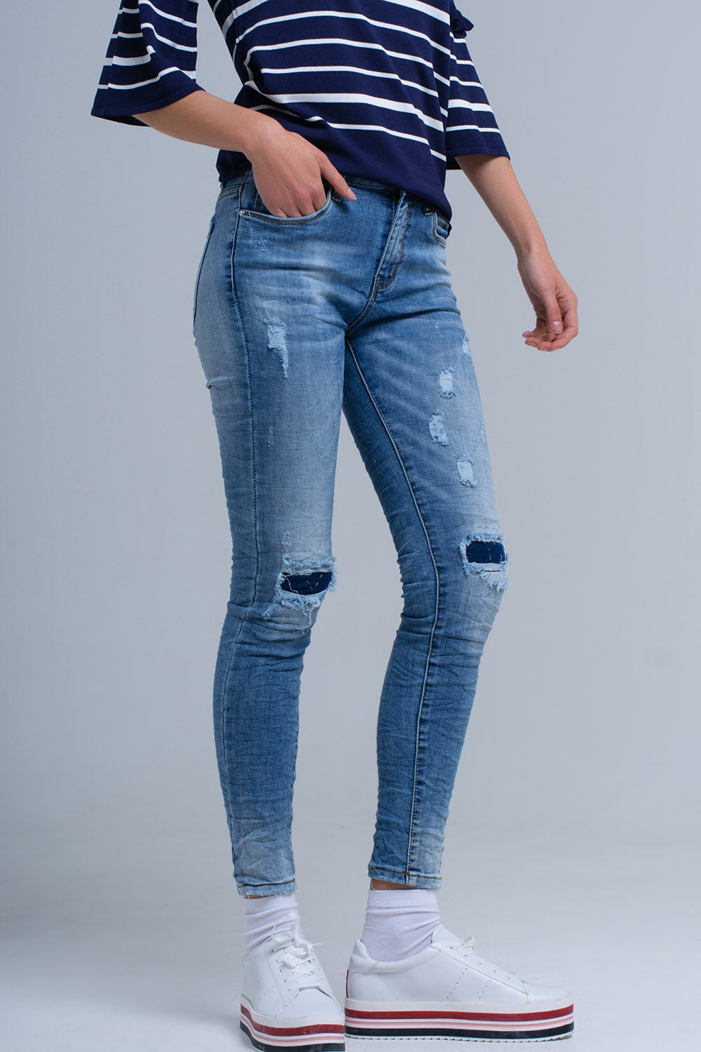 Skinny jeans with rips Q2 Jeans BoutiqueLua