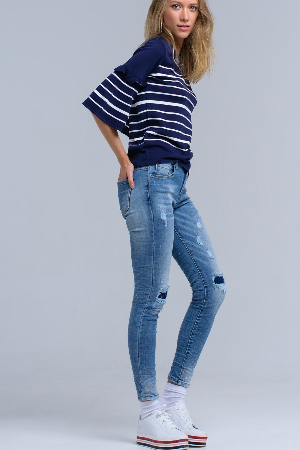 Skinny jeans with rips Q2 Jeans BoutiqueLua