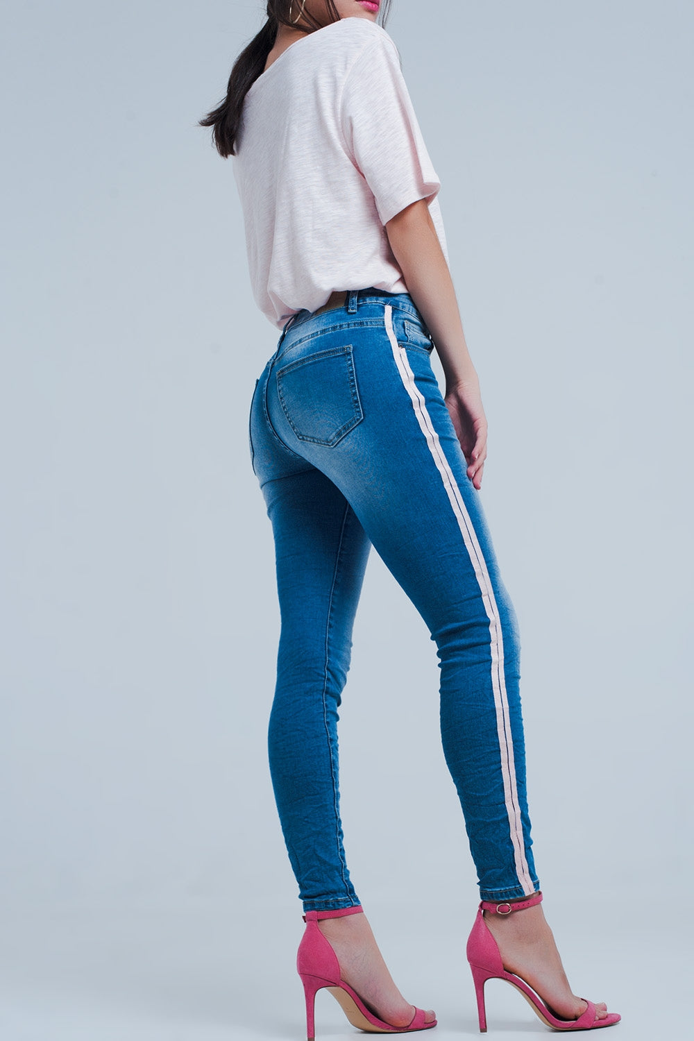 Skinny jeans with side seam stripes Q2 Jeans BoutiqueLua