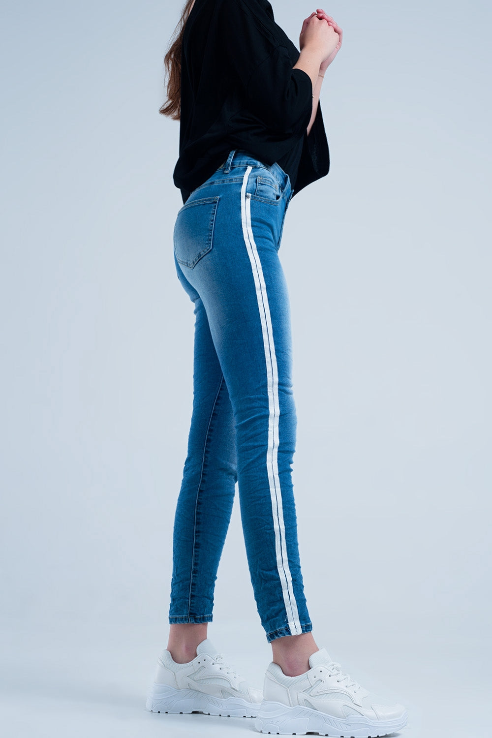 Skinny jeans with white side stripe Q2 Jeans BoutiqueLua