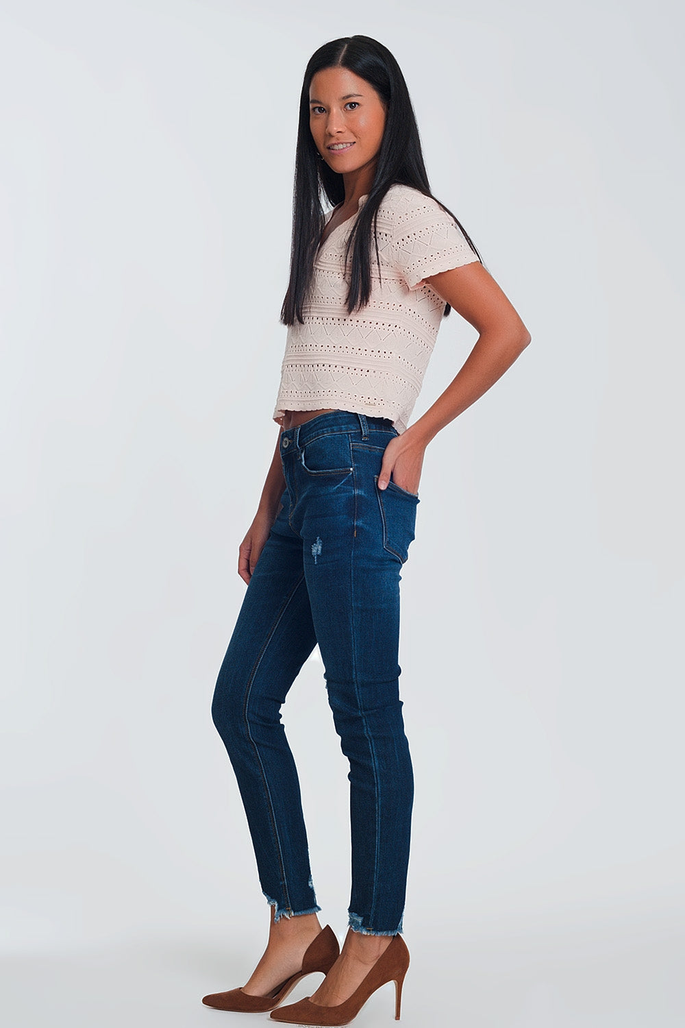 Skinny regular waist jeans in light denim Q2 Jeans BoutiqueLua