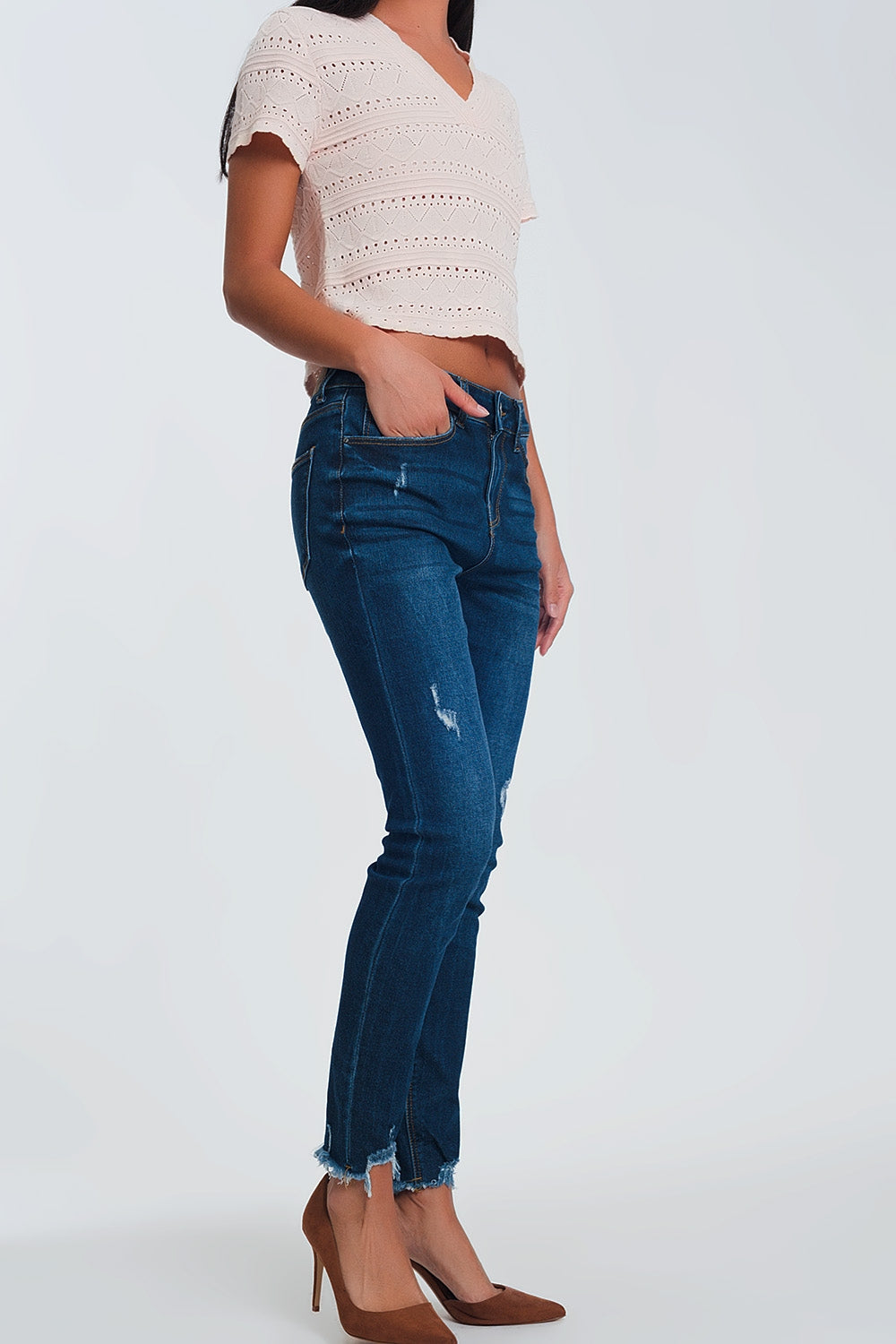 Skinny regular waist jeans in light denim Q2 Jeans BoutiqueLua