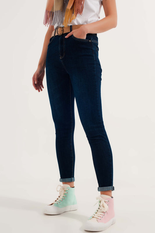 Q2 Skinny stretch jeans in mid wash blue