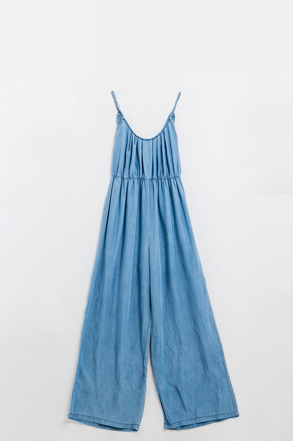 Sleevless Tencel Denim Jumpsuit With Elastic Waist Q2 Dresses BoutiqueLua