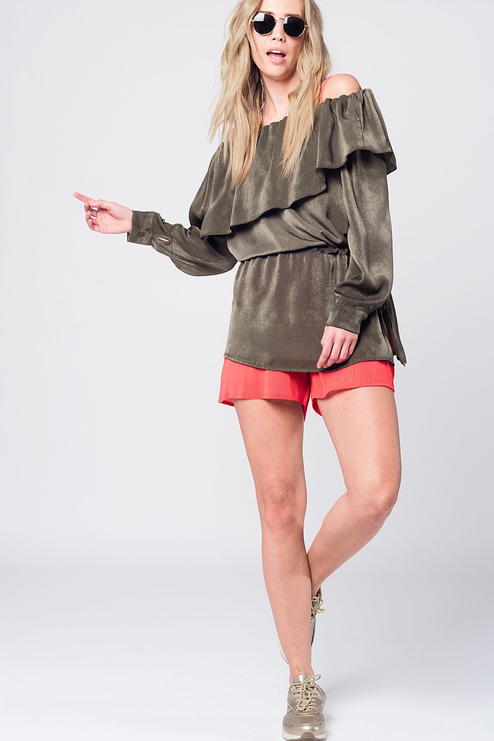 Soft green blouse with drawstring Q2 Shirts BoutiqueLua