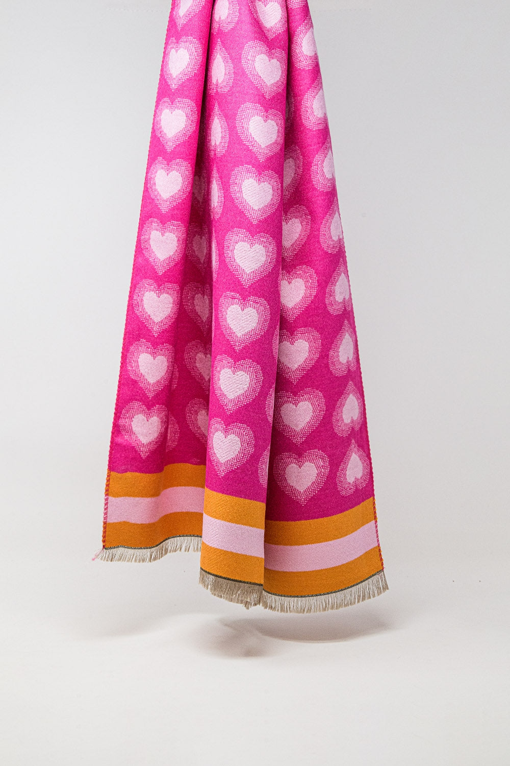 Q2 soft pink scarf with heart print