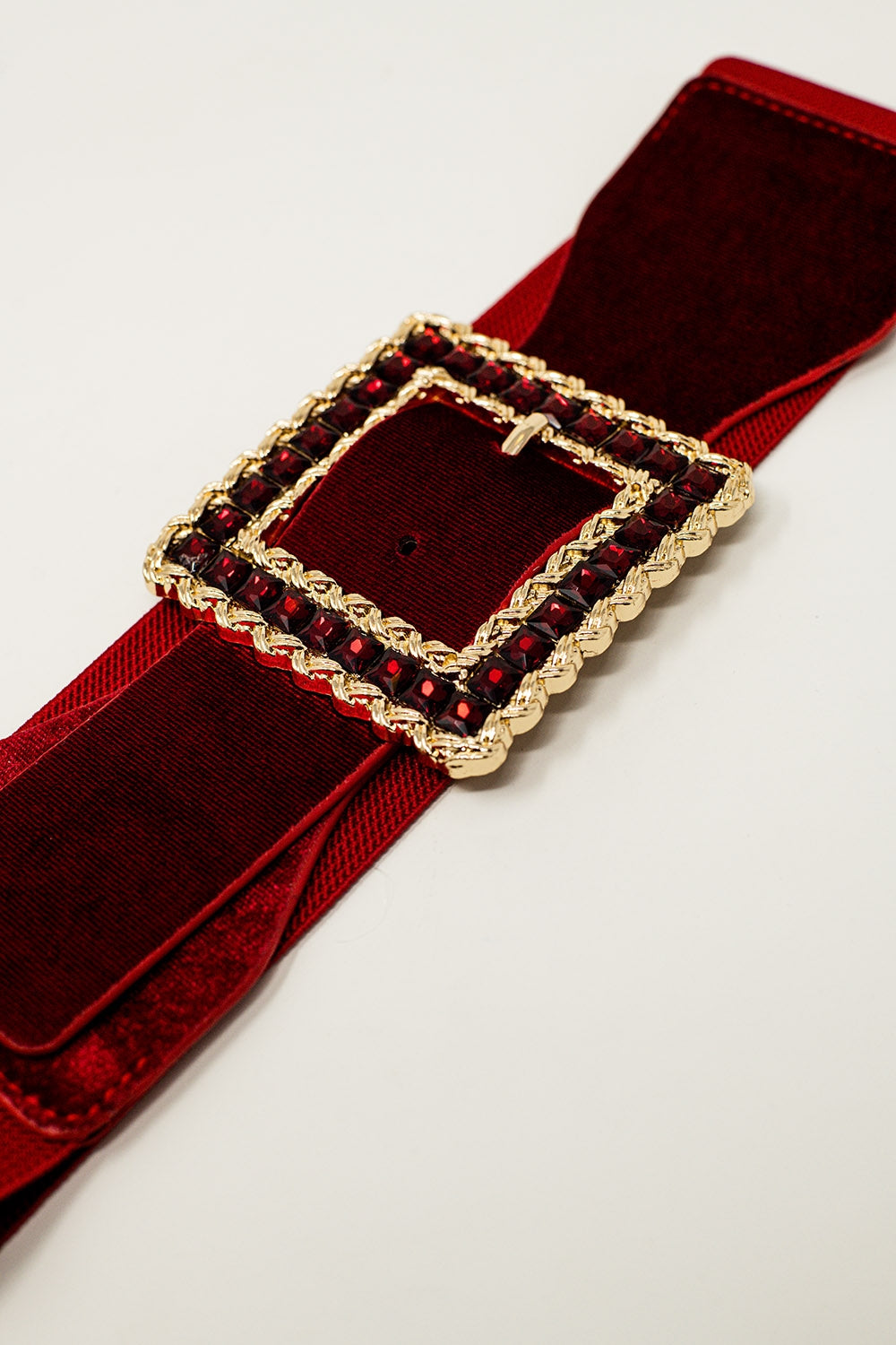 Square red belt with rhinestones and adjustable elastic Q2 Accessories BoutiqueLua