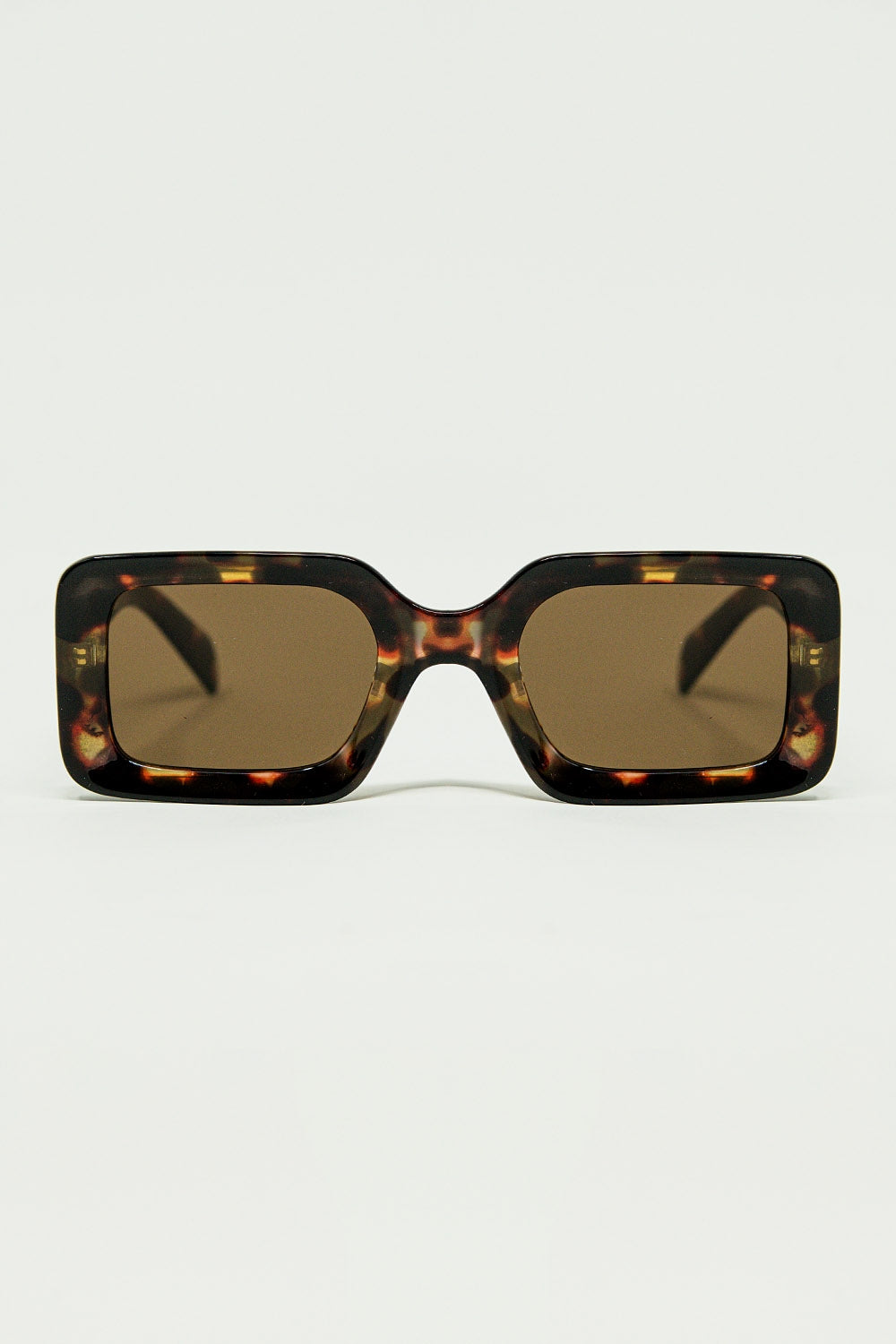 Q2 square sunglasses with brown abstract print