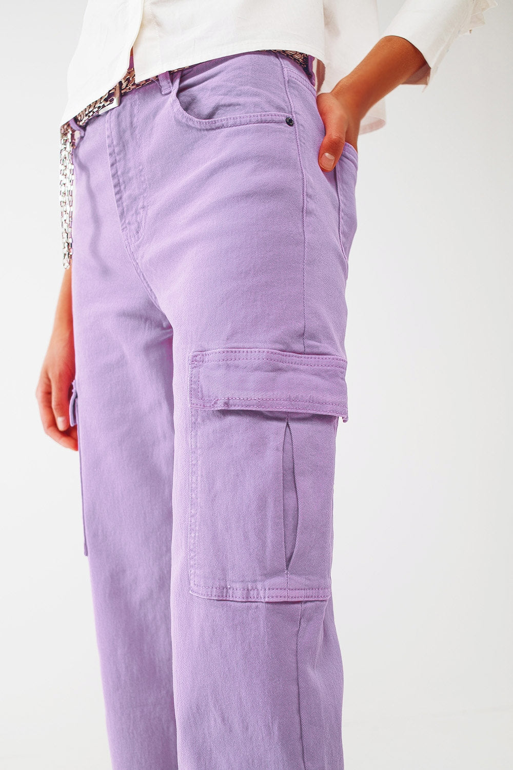 Straight Leg Cargo Jeans in Purple Q2 Jeans BoutiqueLua