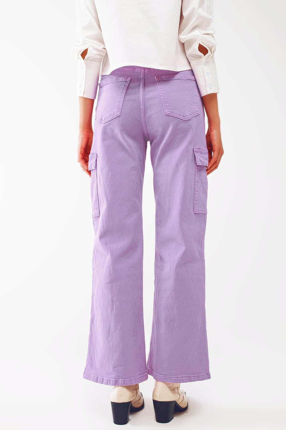 Straight Leg Cargo Jeans in Purple Q2 Jeans BoutiqueLua