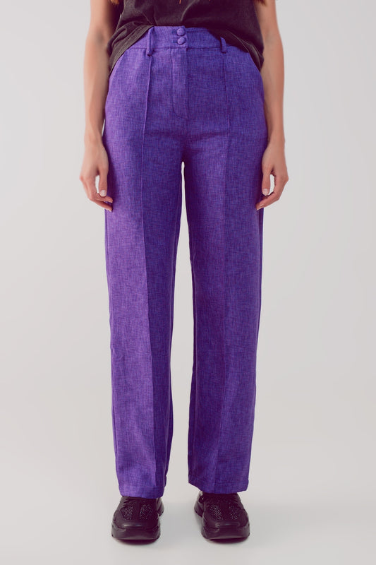 Q2 Straight leg tailored pants in purple