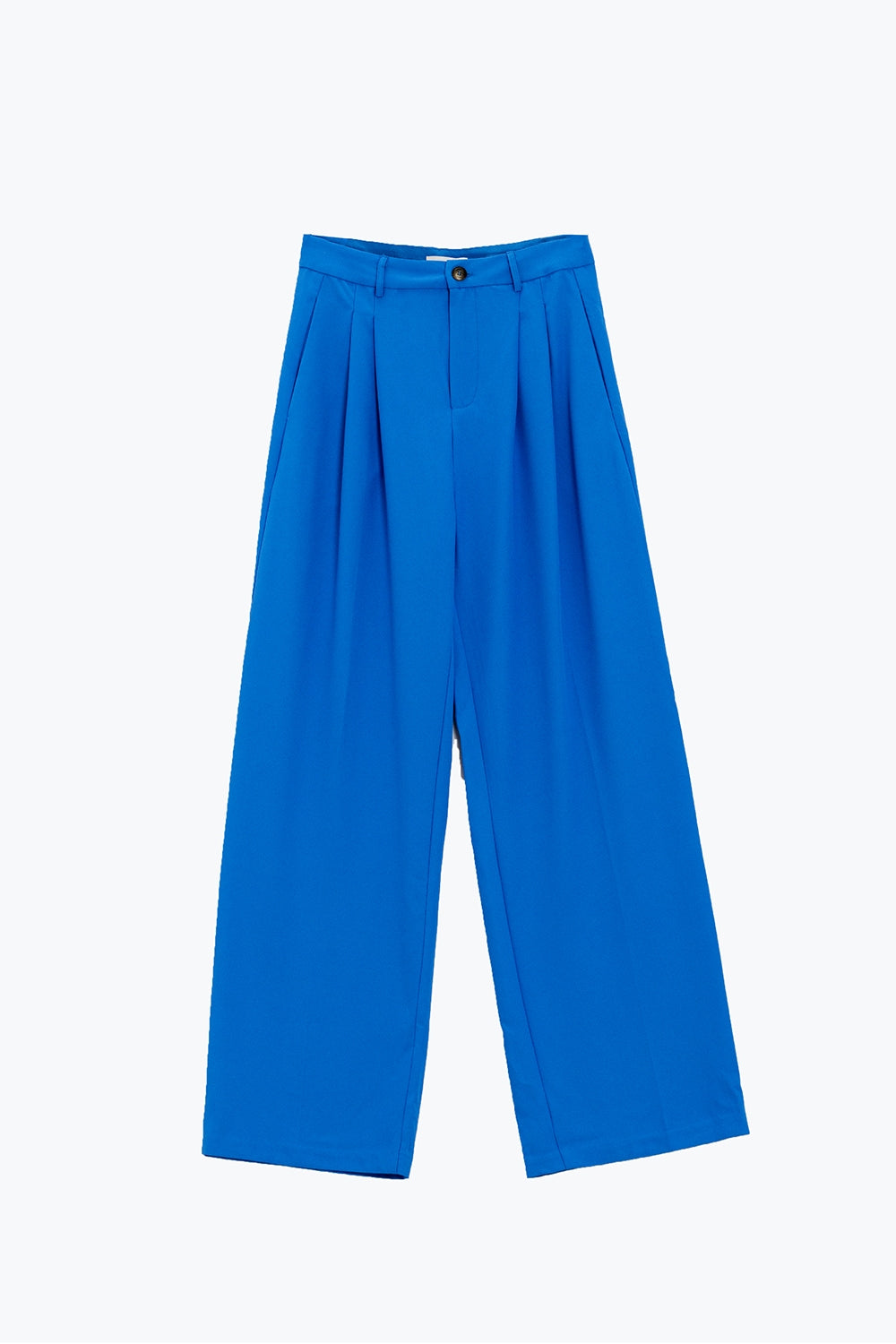 Straight Leg Trousers With Side Pockets and Darts in Blue Q2 Pants BoutiqueLua