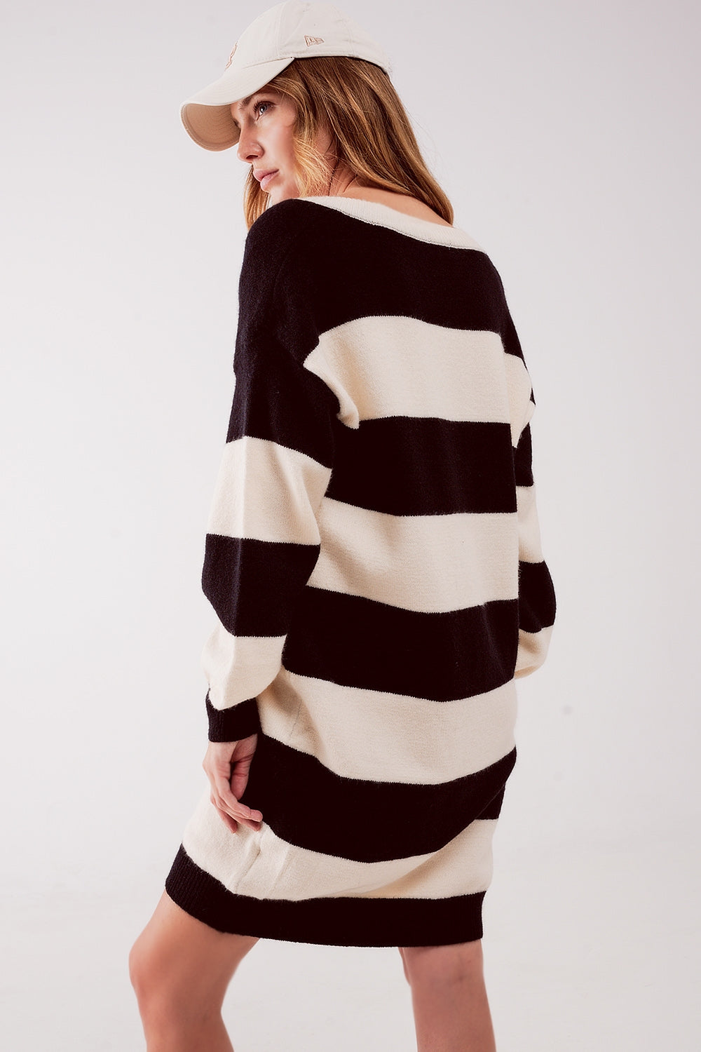 Stripe jumper dress in black Q2 Dresses BoutiqueLua