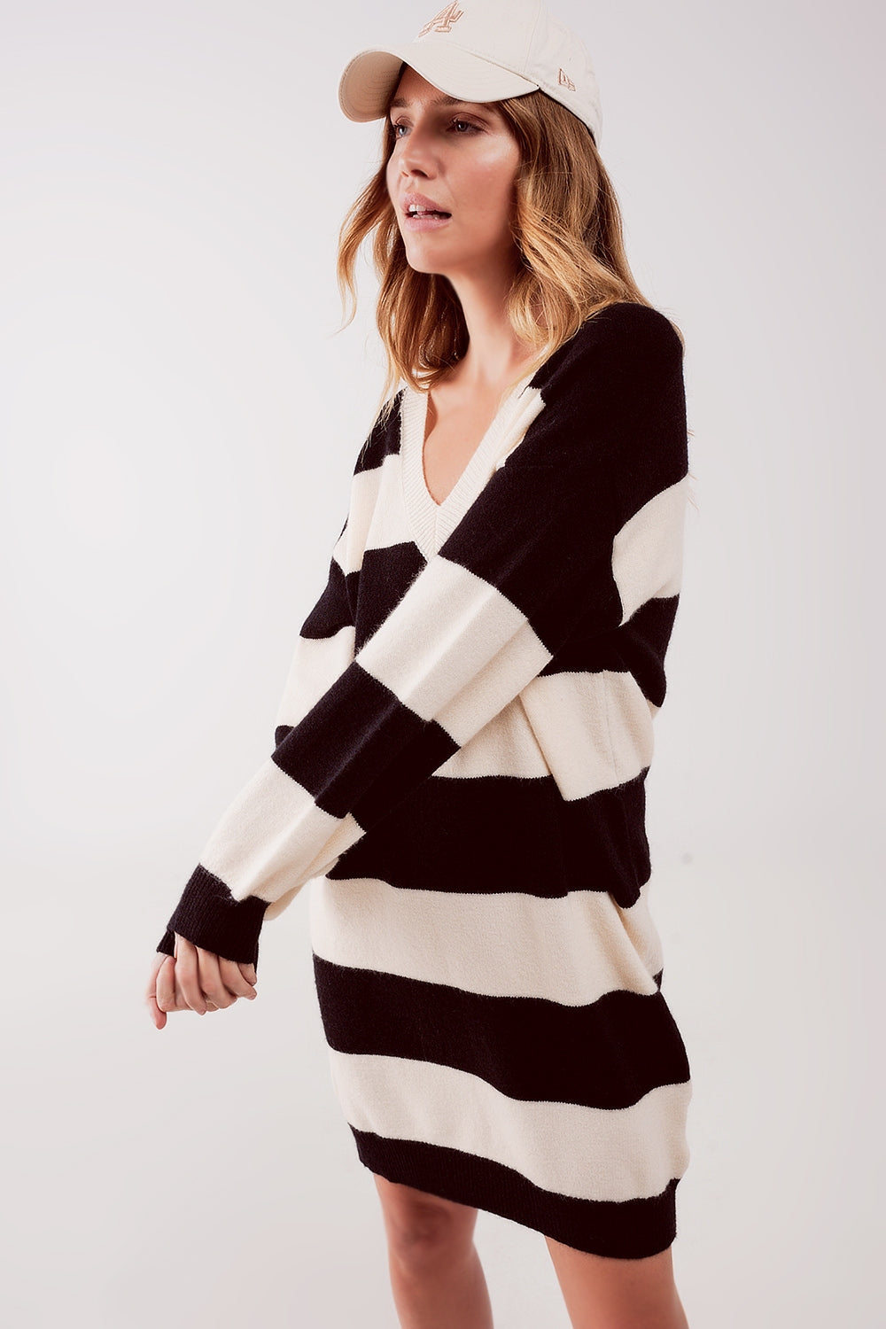 Stripe jumper dress in black Q2 Dresses BoutiqueLua